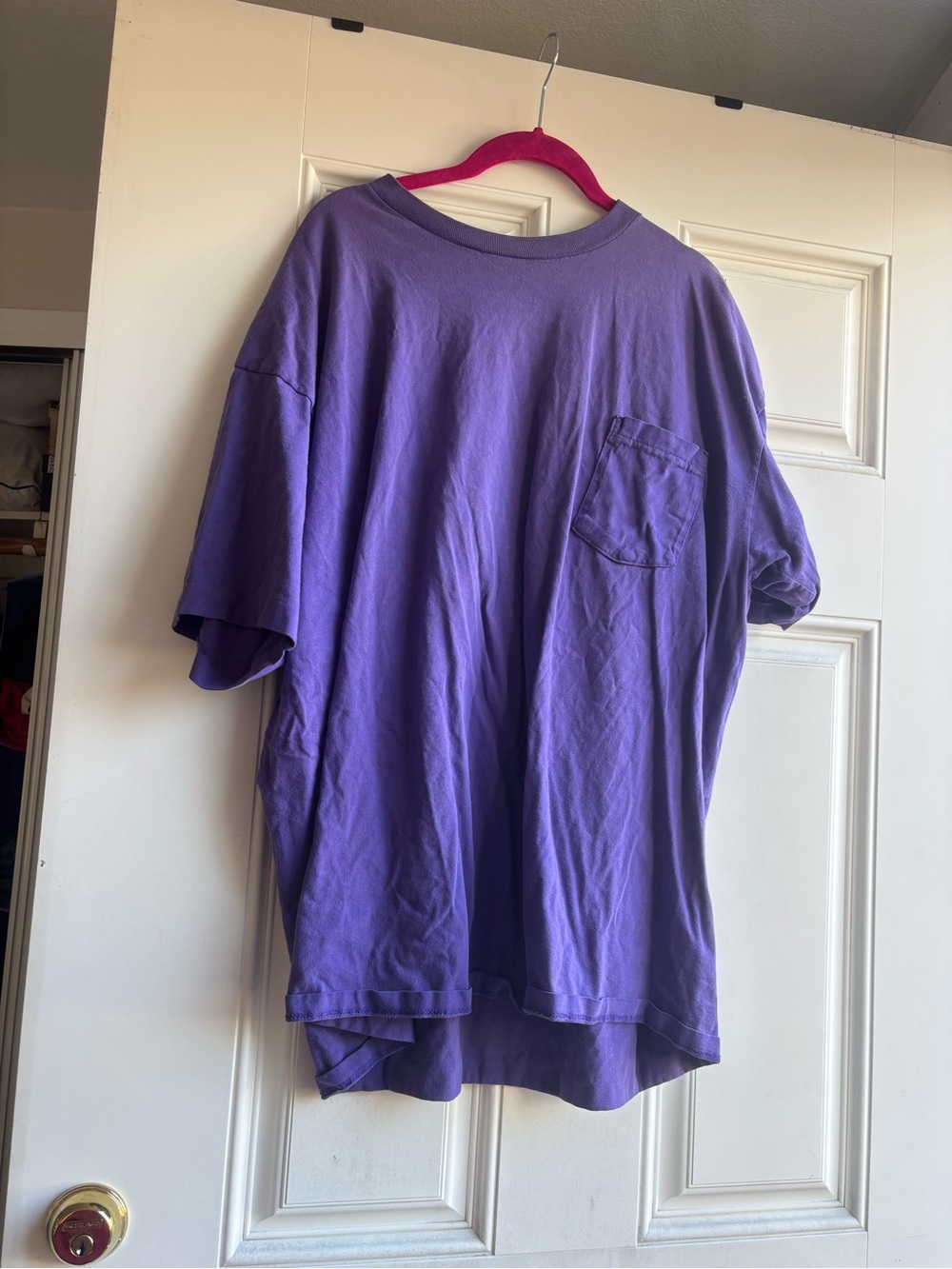 Purple Pocket Crewneck T‑Shirt for Men